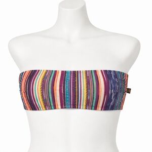 La Vie En Rose Colorful Striped Bandeau Bikini Top